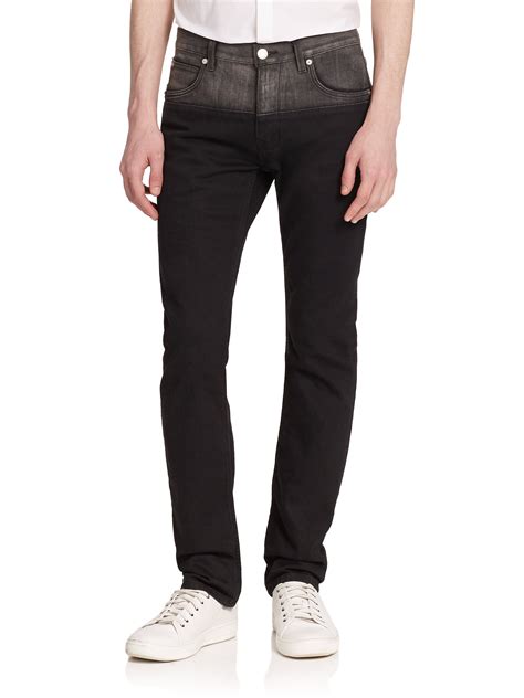 givenchy two-tone slim-fit straight jeans black grey